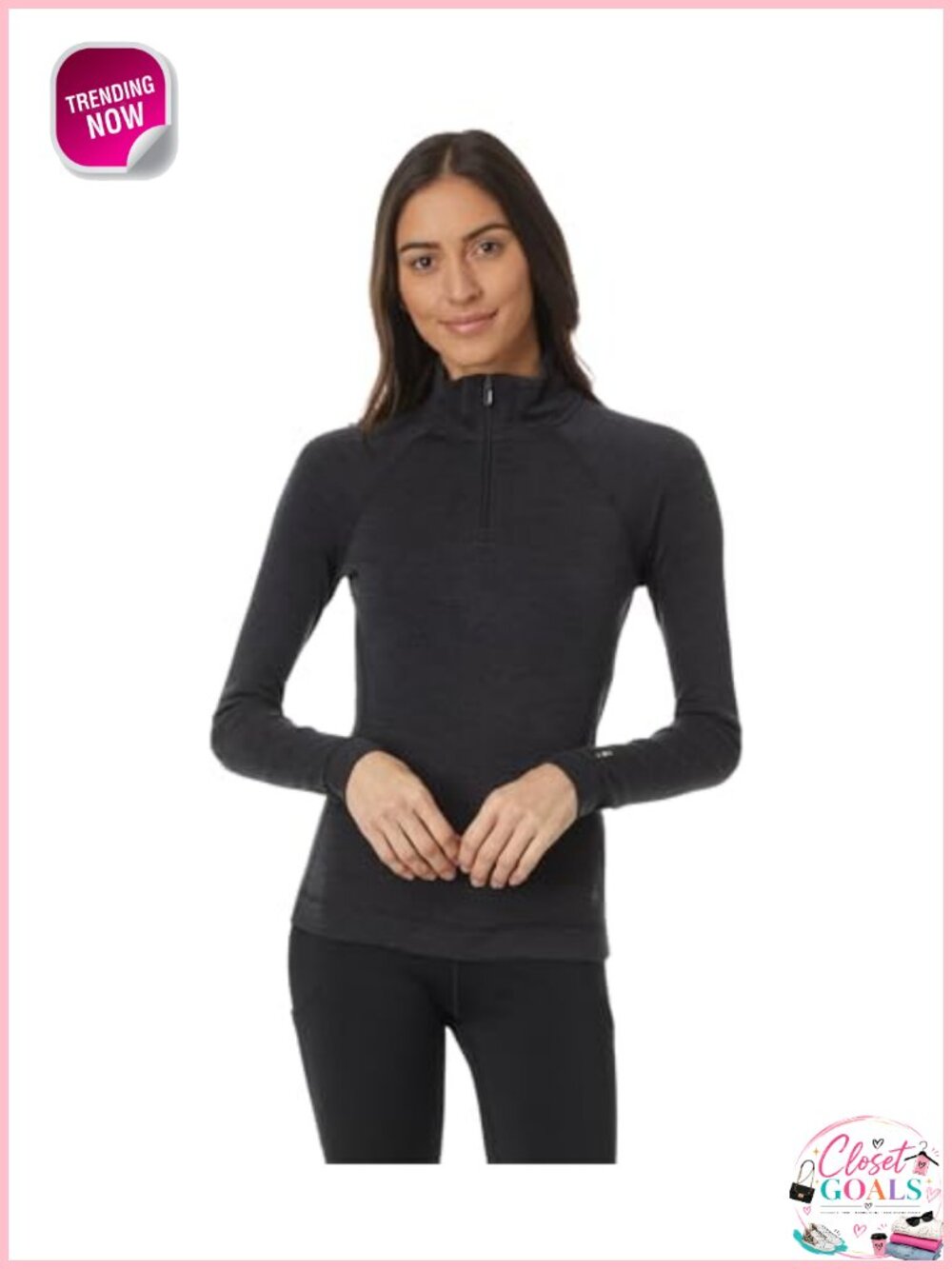 Merino Wool Thermal Base Layer 1/4 Zip Pullover Long Sleeve